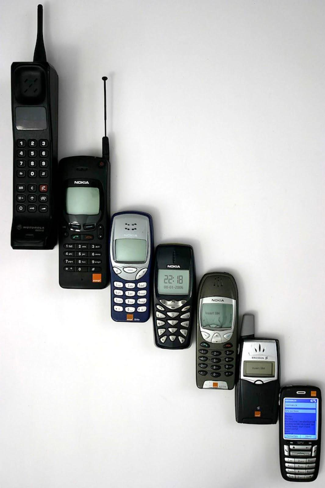 Comparativa del tamaño de los teléfonos móviles a lo largo del tiempo